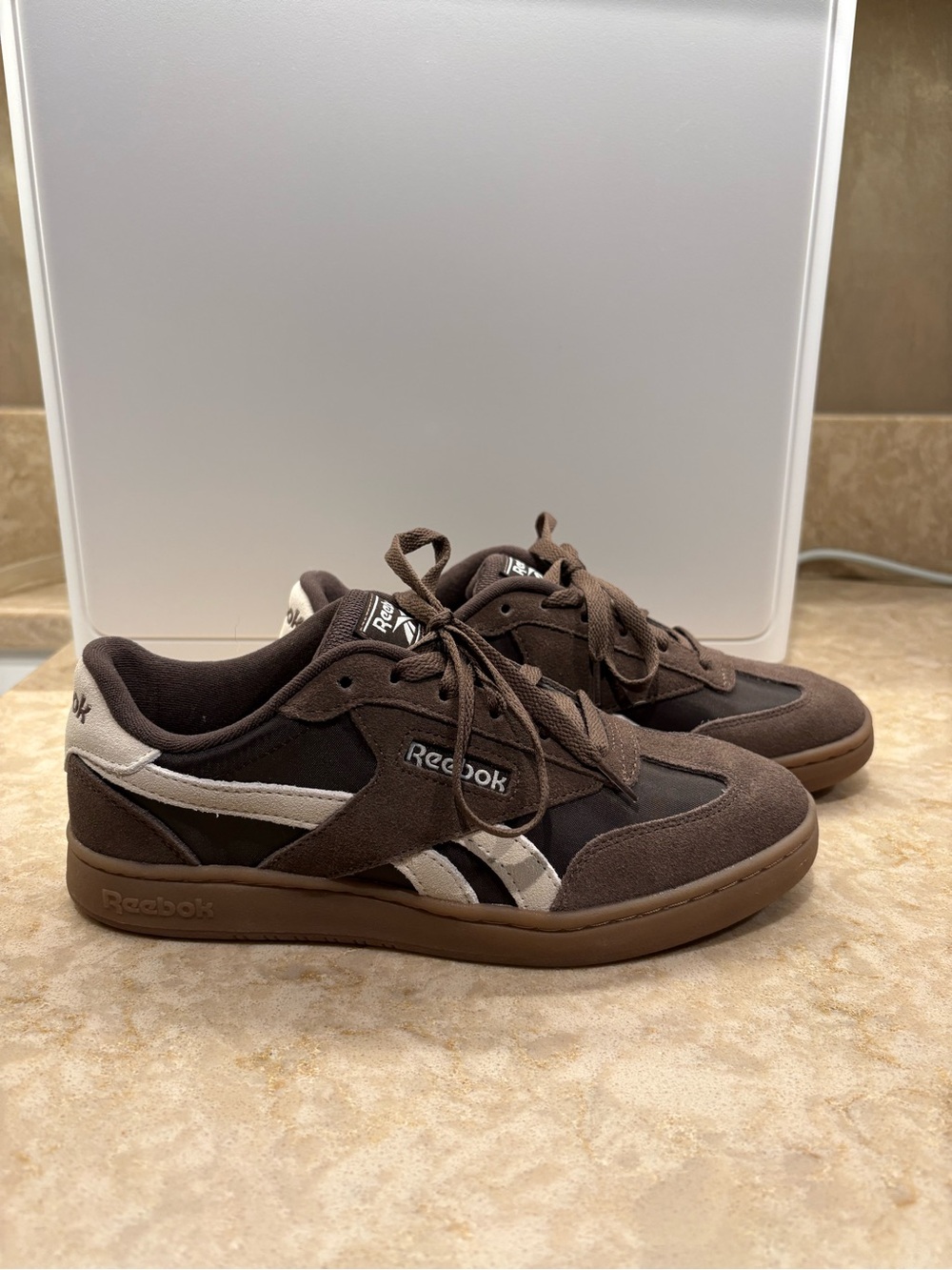 NWOT Reebok Brown and Cream Low-Top Sneakers